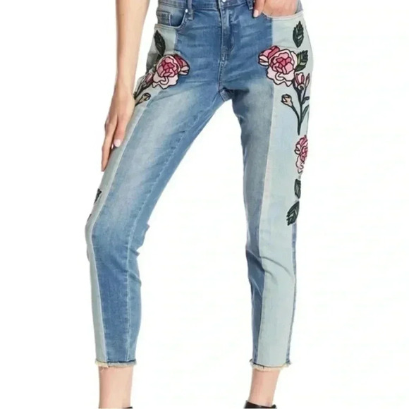 William Rast Floral Embroidered Two Tone Ankle Skinny Jeans Women’s size 27 - Picture 2 of 16